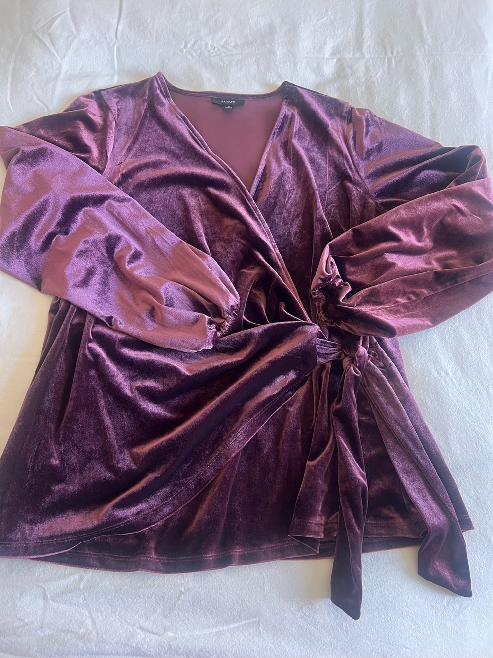 Alfani Plum Velvet Wrap Top